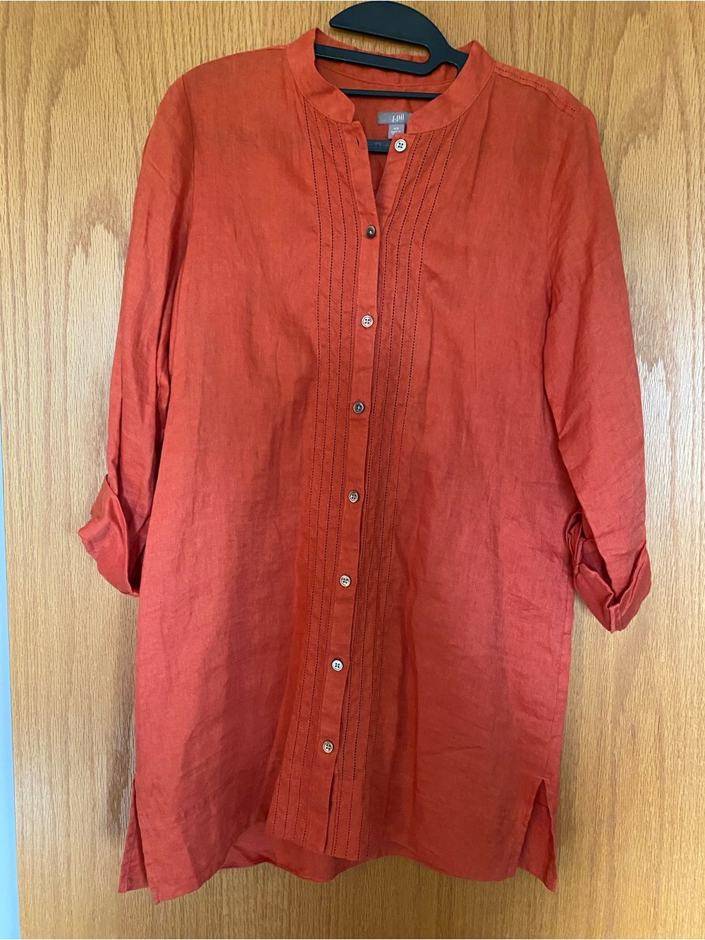 J. Jill Linen Pintuck Tunic in Rust